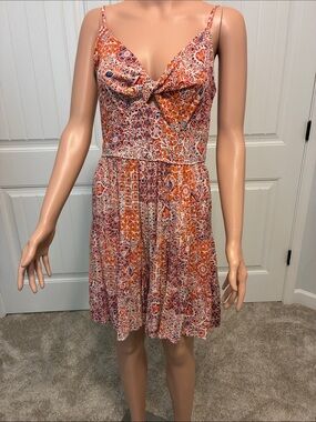 Angie Orange Multi-Print Mini Sun dress by Angie.